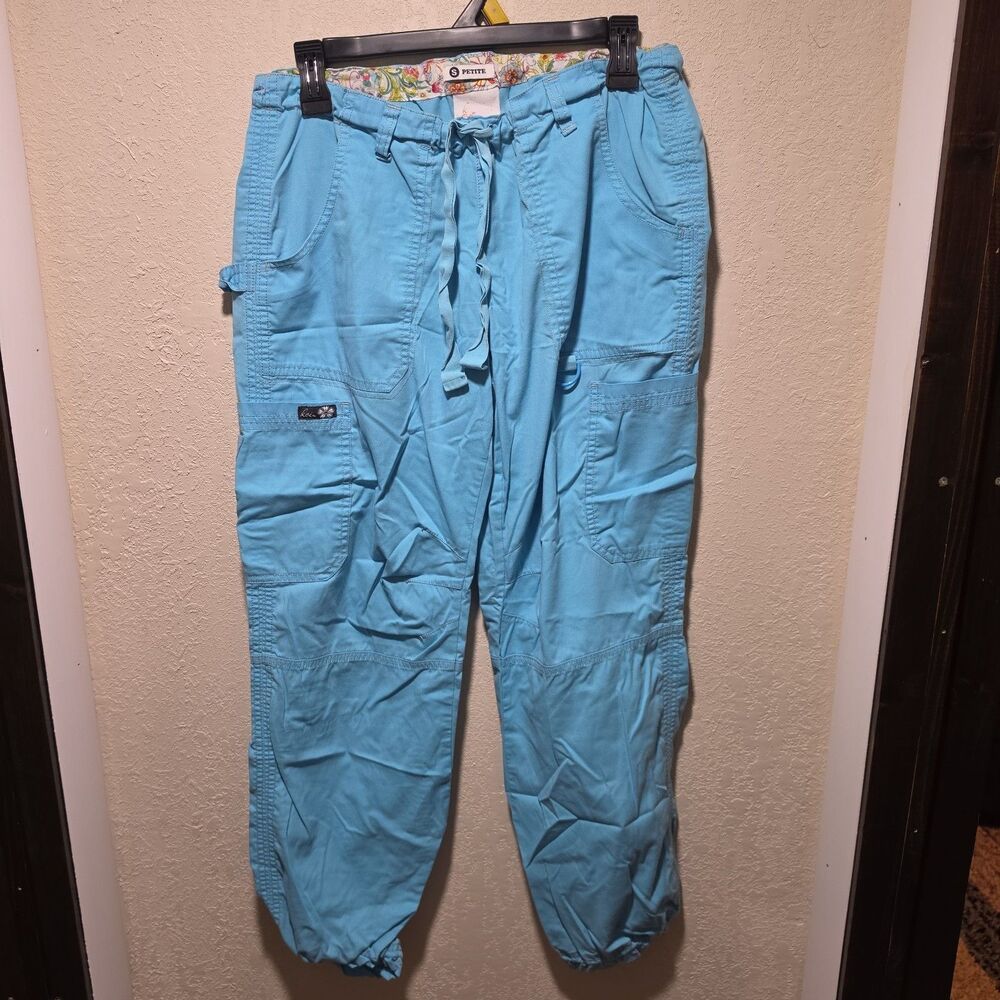 Koi Lindsey S Petite Womens Medical Scrub Pants Aqua